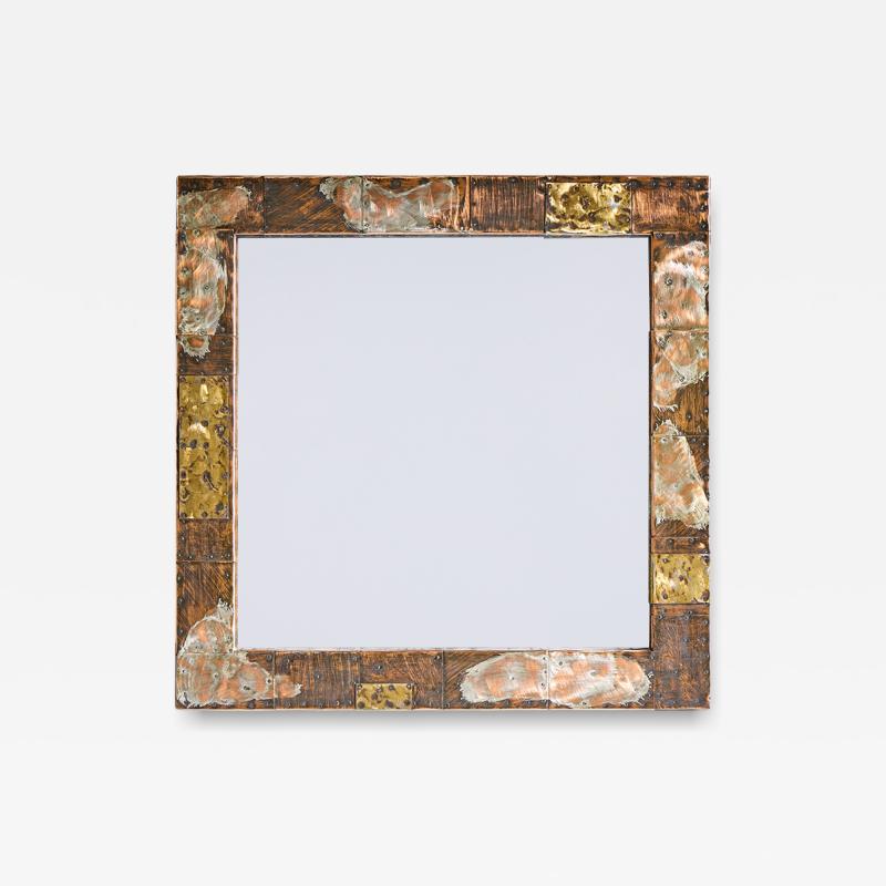 Paul Evans Paul Evans Mid Century Patchwork Copper Brass and Pewter Mirror