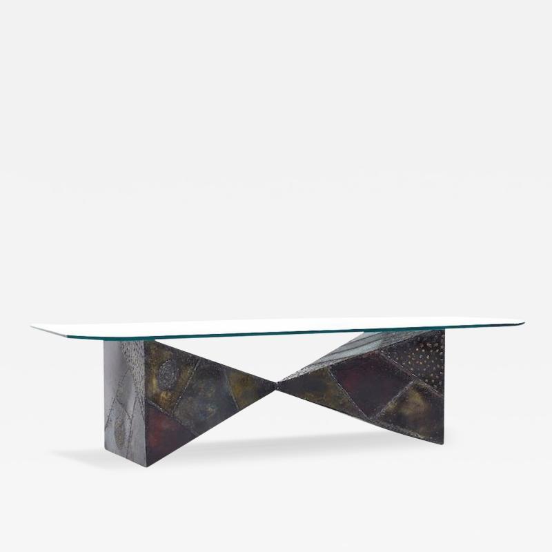 Paul Evans Paul Evans Mid Century Sculpted Steel and Polychrome Bowtie Coffee Table