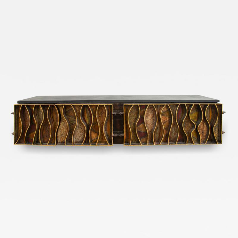 Paul Evans Paul Evans Wavy Front Wall Mounted Cabinet 1973