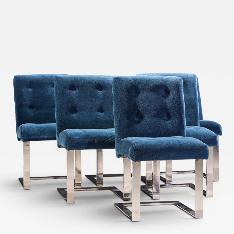 Paul Evans Paul Evans for Directional Mid Century Chrome Cantilever Dining Chair Set of 6