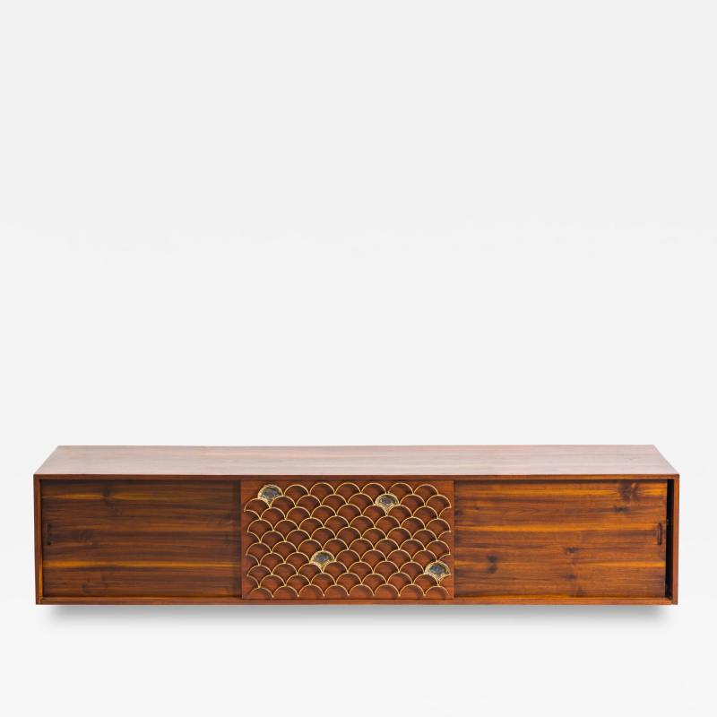 Paul Evans Phillip Lloyd Powell Paul Evans Phillip Lloyd Powell Hanging Cabinet w Fish Scale Screen USA