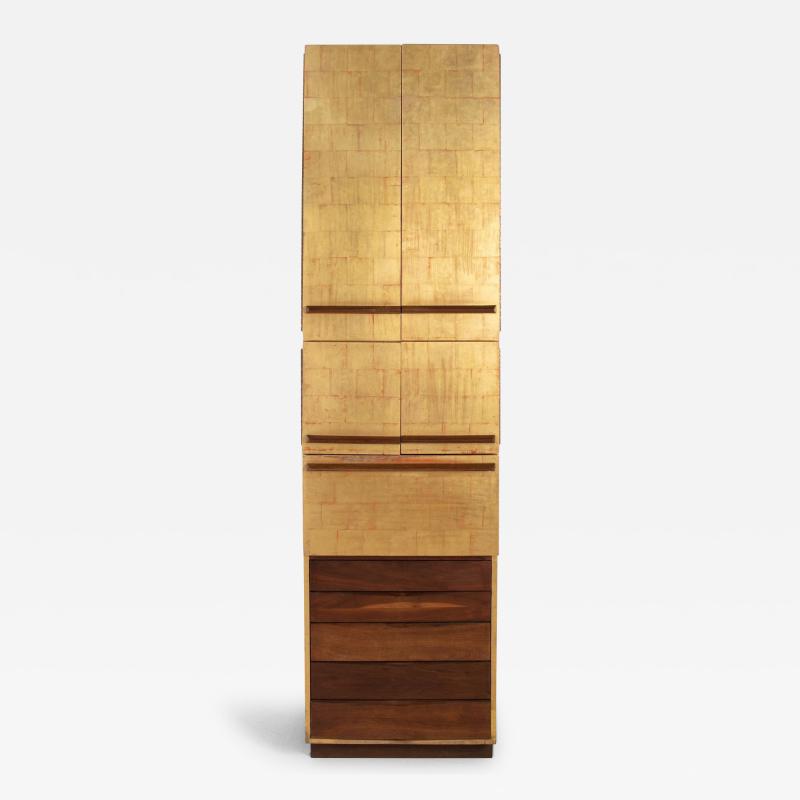 Paul Evans Phillip Lloyd Powell Paul Evans and Phillip Lloyd Powell Gold Leaf and Walnut Studio Cabinet 1963