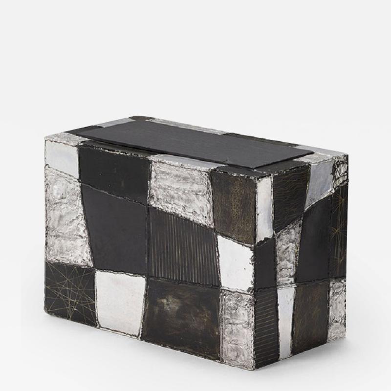 Paul Evans RARE WELDED AND PATINATED ALUMINUM ARGENTE SIDE TABLE BY PAUL EVANS