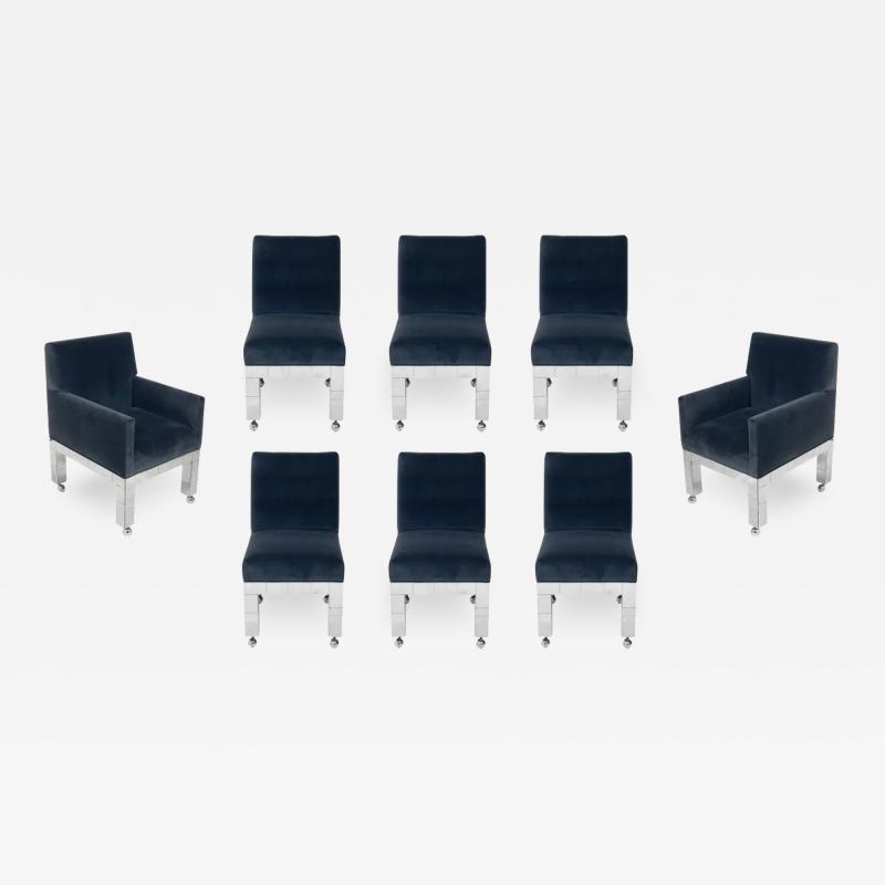 Paul Evans Set of Eight Chrome Cityscape Dining Chairs by Paul Evans for Directional