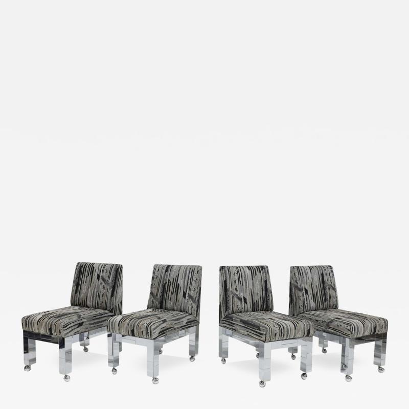 Paul Evans Set of Four Chrome Cityscape Dining Chairs by Paul Evans for Directional