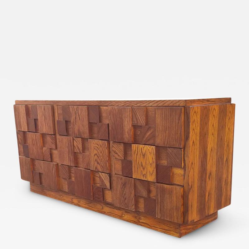 Paul Evans Style Lane Brutalist Mosaic Dresser 1970s Mid Century Modern