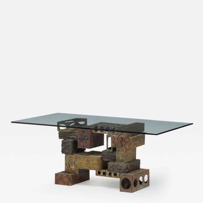 Paul Evans WELDED POLYCHROMED AND PATINATED STEEL SKYLINE DINING TABLE BY PAUL EVANS