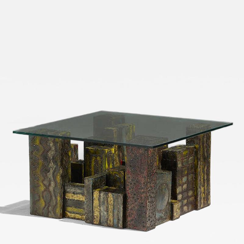 Paul Evans Welded Polychrome Steel Skyline Coffee Table by Paul Evans