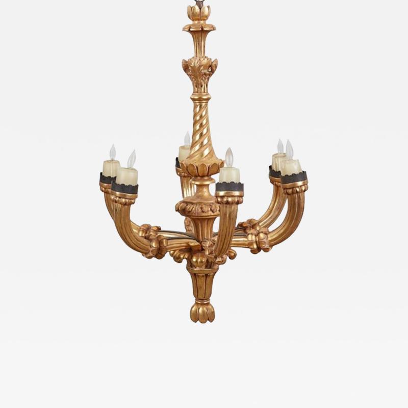 Paul Ferrante 18th C Style Paul Ferrante Celestial Yellow Gold Giltwood Chandelier