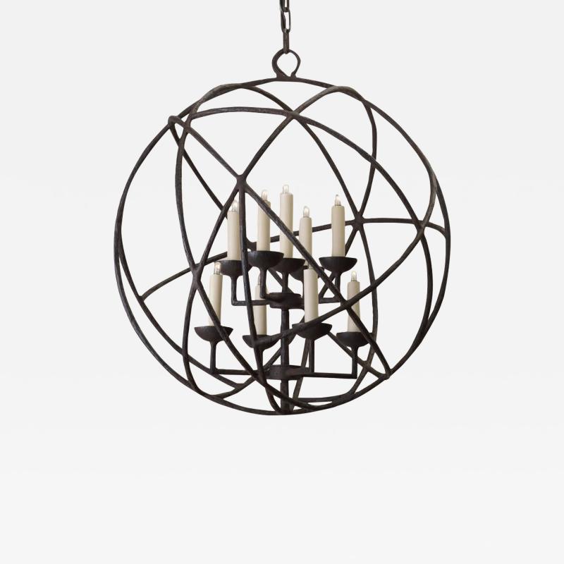 Paul Ferrante Modern Paul Ferrante Barnett Wrought Iron Pendant Orb Chandelier