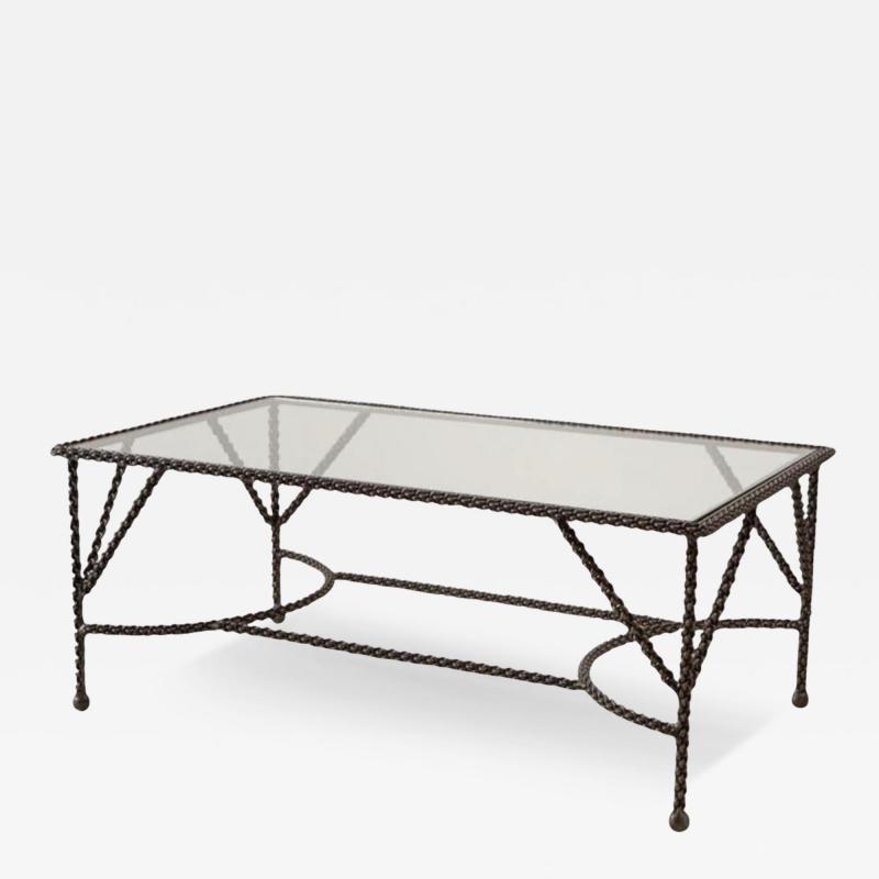 Paul Ferrante Modern Paul Ferrante Prada Chain Link Wrought Iron Glass Coffee Cocktail Table