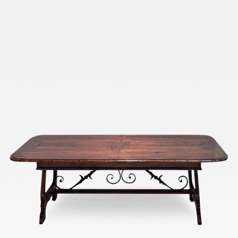 Paul Ferrante Paul Ferrante 18th C Style Italian Walnut Iron Extension Dining Table