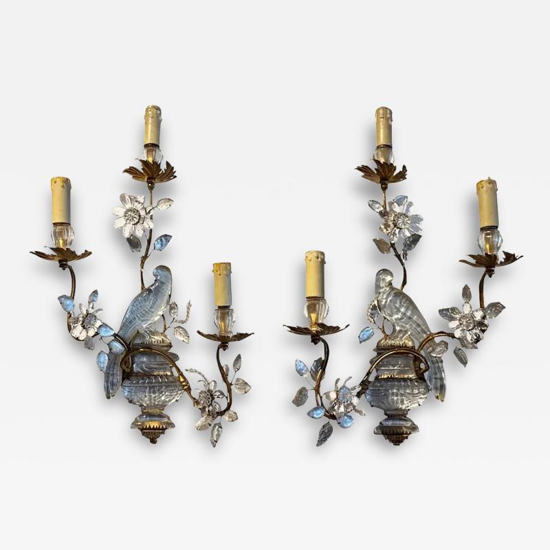 Paul Ferrante Paul Ferrante Rock Crystal Bird Sconces A Pair