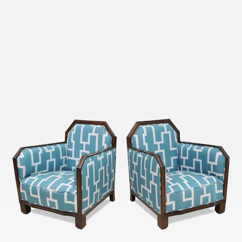Paul Follot Fine Pair of Rosewood Art Deco Club Chairs France Paul Follot