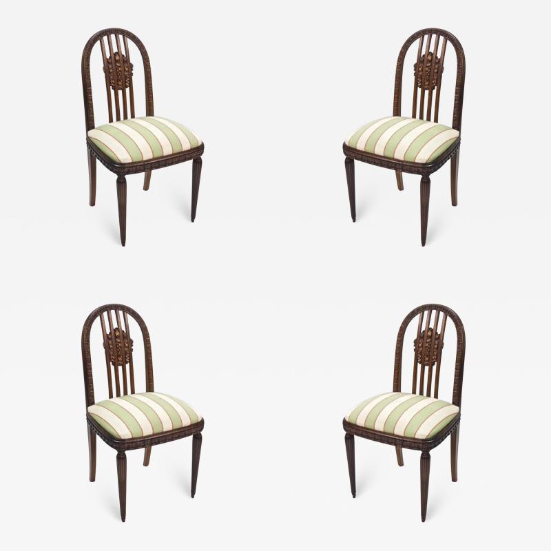 Paul Follot Paul Follot Four Sculpted Rosewood Side Chairs