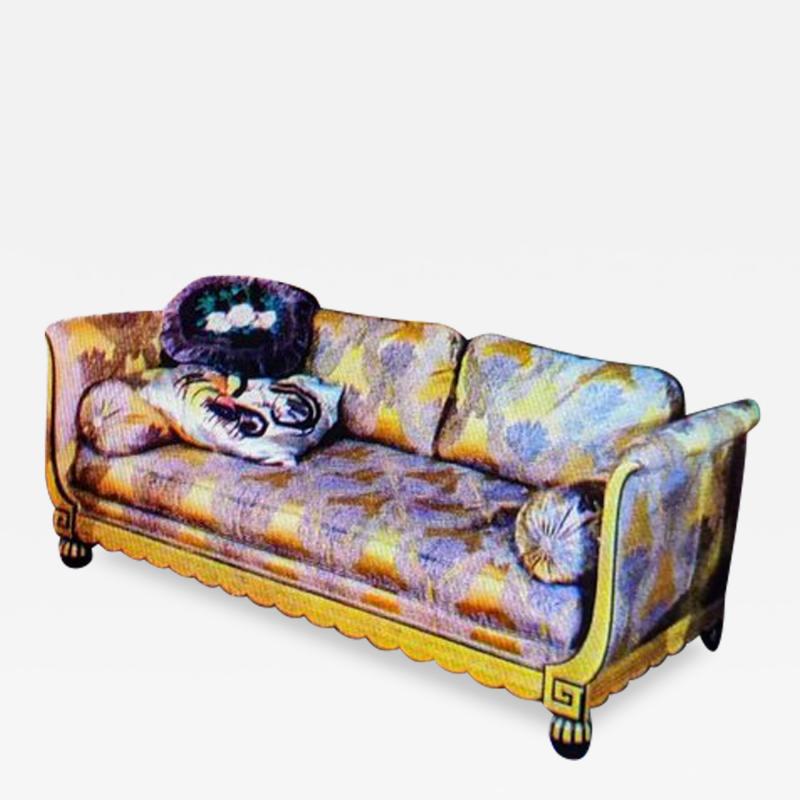 Paul Follot Paul Follot three place sofa settee in lacquer and gilt