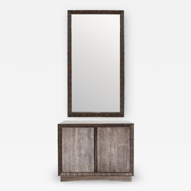 Paul Frankl Cabinet Mirror Set by Paul Frankl in Limed Oak circa 1950s