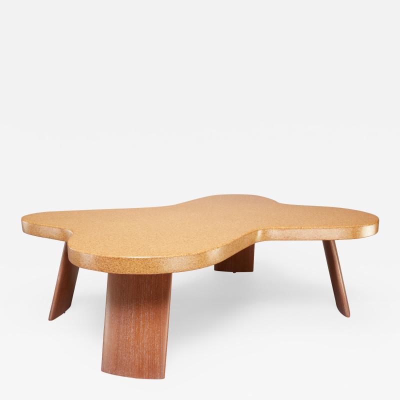 Paul Frankl Cloud Cork and Mahogany Coffee Table