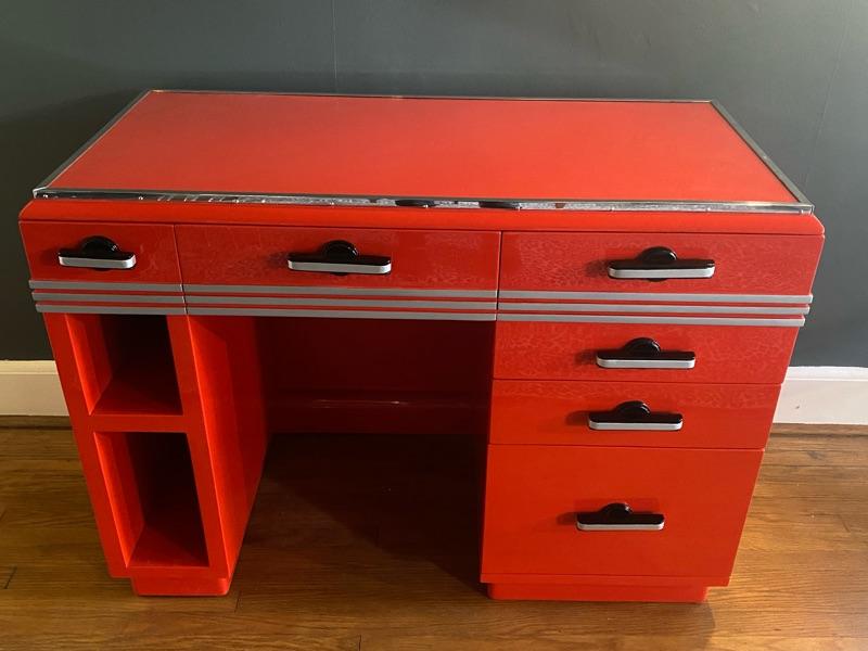 Paul Frankl - MODERNIST SKYSCRAPER ART DECO LACQUER AND GLASS DESK ...