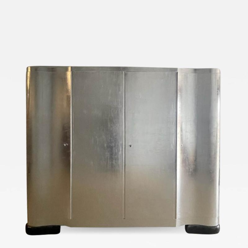 Paul Frankl MONUMENTAL FLUTED ART DECO SILVER LEAF ARMOIRE