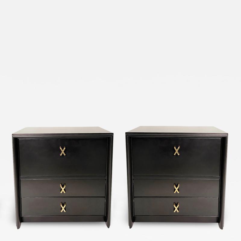 Paul Frankl Mid Century Modern Paul Frankl Nightstands Lacquered in Ebony Pair