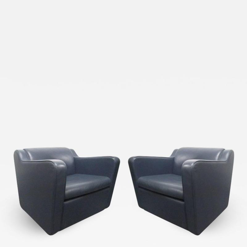 Paul Frankl Pair Leather Speed Lounge Chairs in the Manner of Paul Frankl