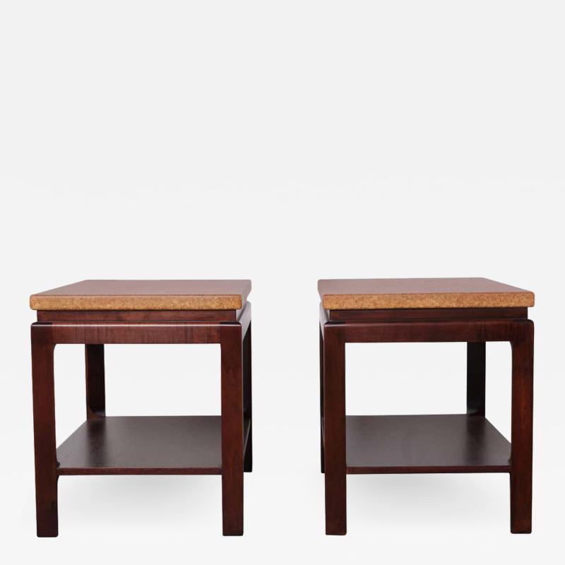 Paul Frankl Pair of Cork Top End Tables by Paul Frankl