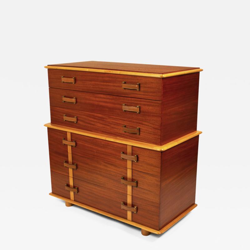 Paul Frankl Paul Frankl Chest of Drawers Station Wagon Series in Mahogany Maple Leather