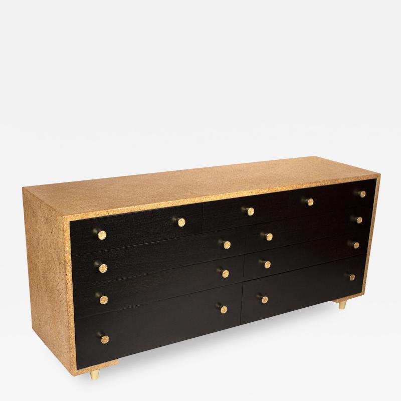 Paul Frankl Paul Frankl Cork Dresser with 9 Drawers with Solid Brass Pulls Johnson Furniture