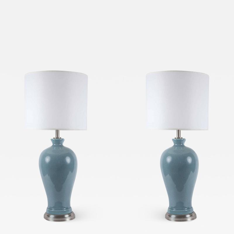 Paul Hanson Paul Hanson Blue Grey Porcelain Lamps