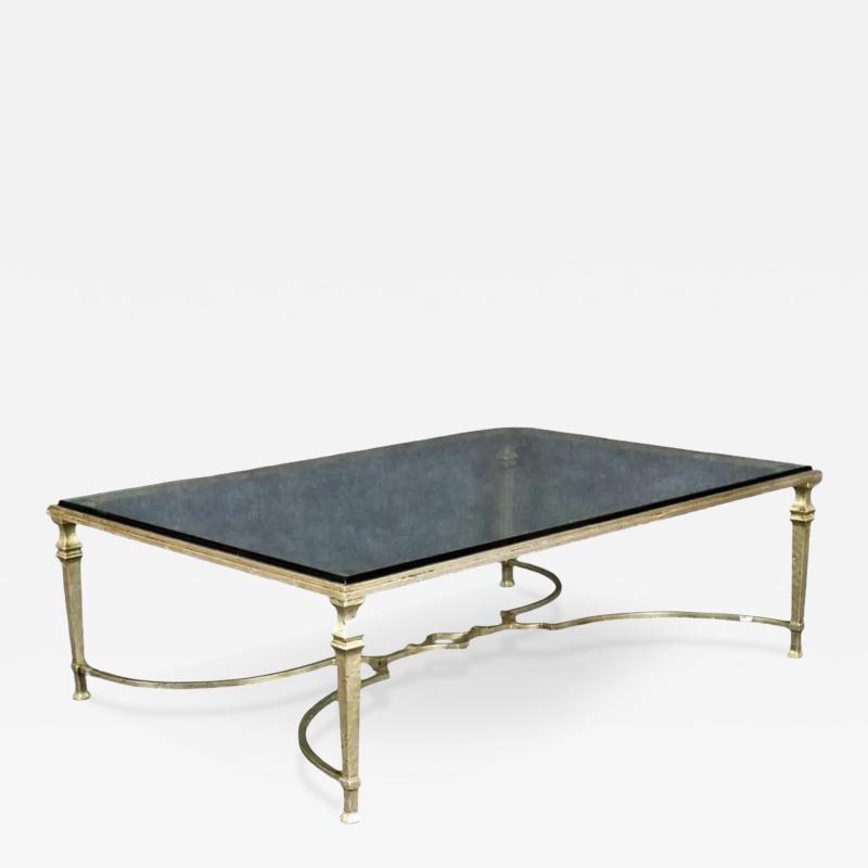 Paul Jones Vintage Paul M Jones White Gold Leaf Wrought Iron Glass Cocktail Table