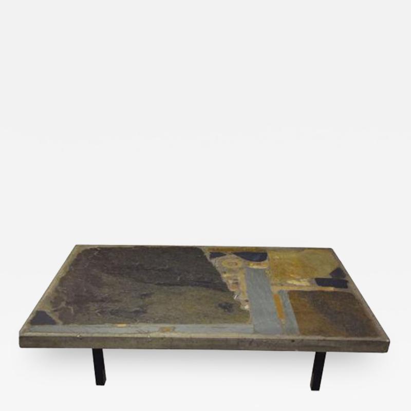 Paul Kingma A Rectangular Modernist Cocktail Table in Inlayed Stone by Paul Kingma