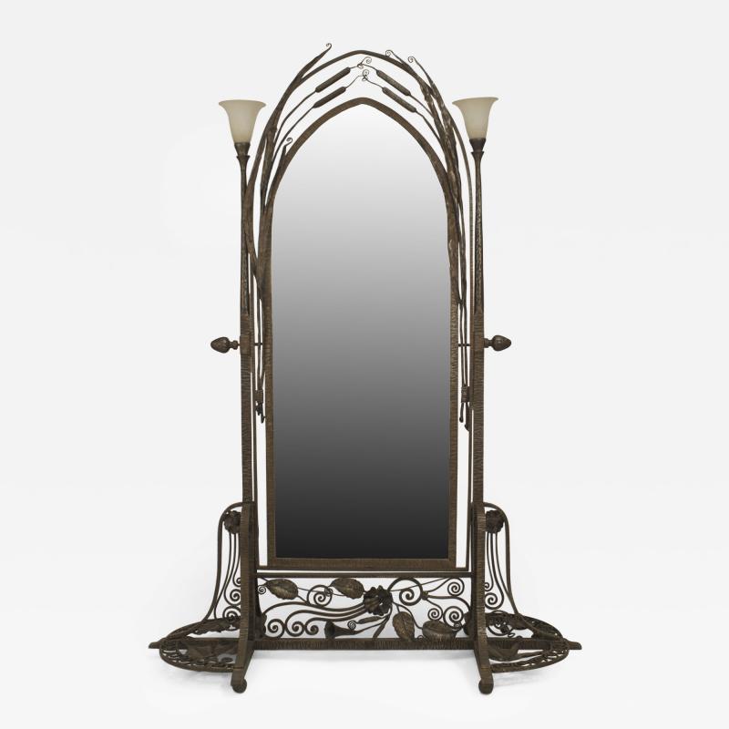 Paul Kiss French Art Deco Wrought Iron Cheval Mirror