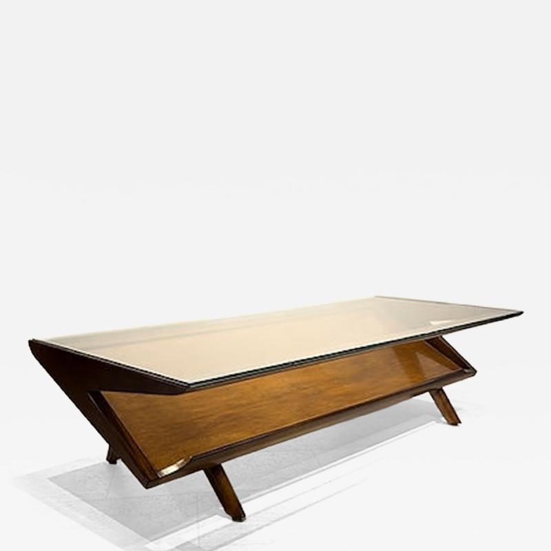 Paul L szl American Modern Dark Walnut and Glass Coffee Table Paul Laszlo
