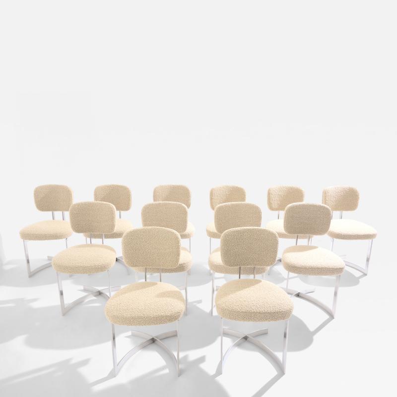 Paul Legeard Paul Legeard set of twelve chairs stainless steel wool boucl 1970