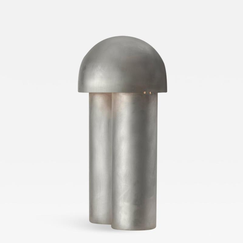 Paul Matter Monolith Silvered Brass Sculpted Table Lamp by Paul Matter