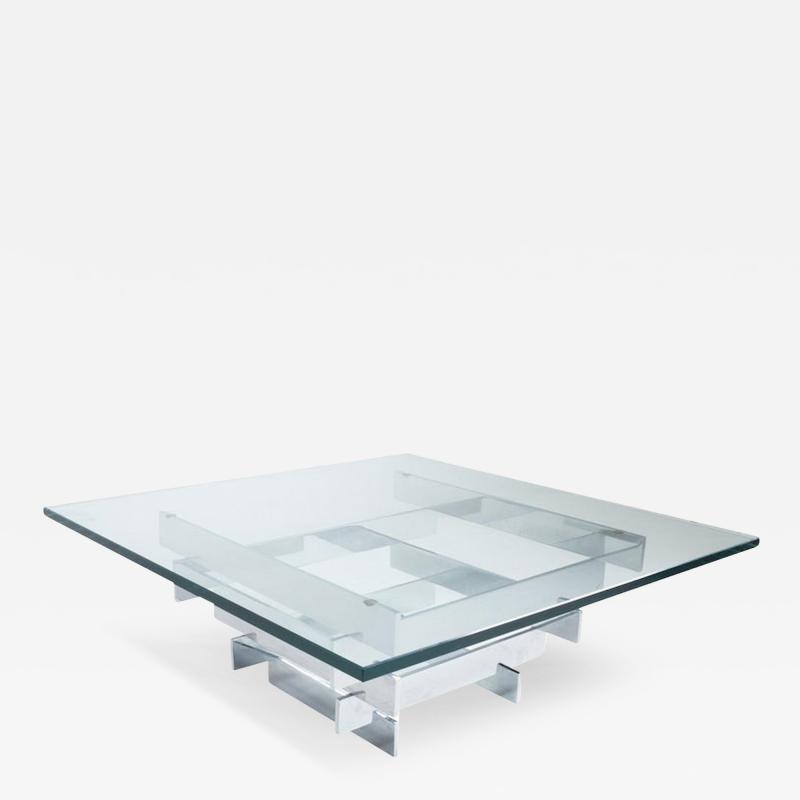 Paul Mayen Paul Mayen for Habitat Mid Century Chrome and Glass Coffee Table