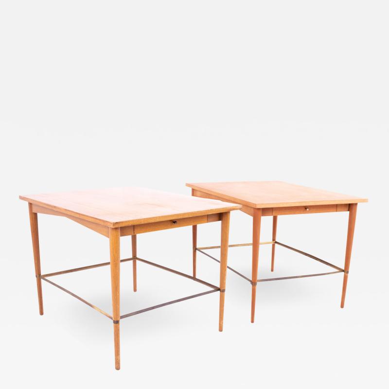 Paul McCobb Connoisseur Mid Century Maple and Brass Side End Tables