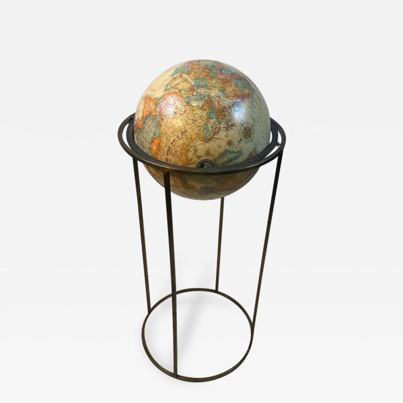 Paul McCobb MODERN REVOLVING GLOBE ON BRASSTONE METAL STAND BY PAUL MCCOBB