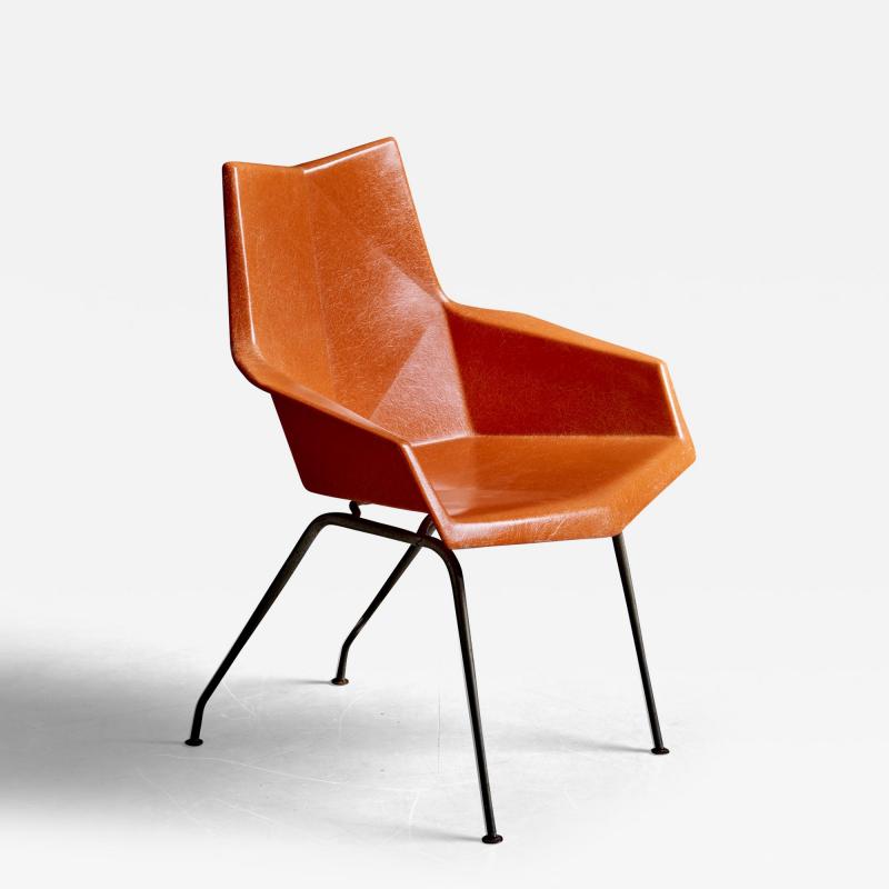 Paul McCobb Orange Origami Chair by Paul Mcobb