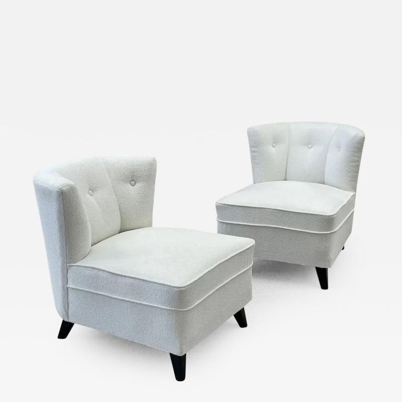 Paul McCobb Pair Mid Century Modern Slipper Lounge Chairs American Boucl Pair Low Profie