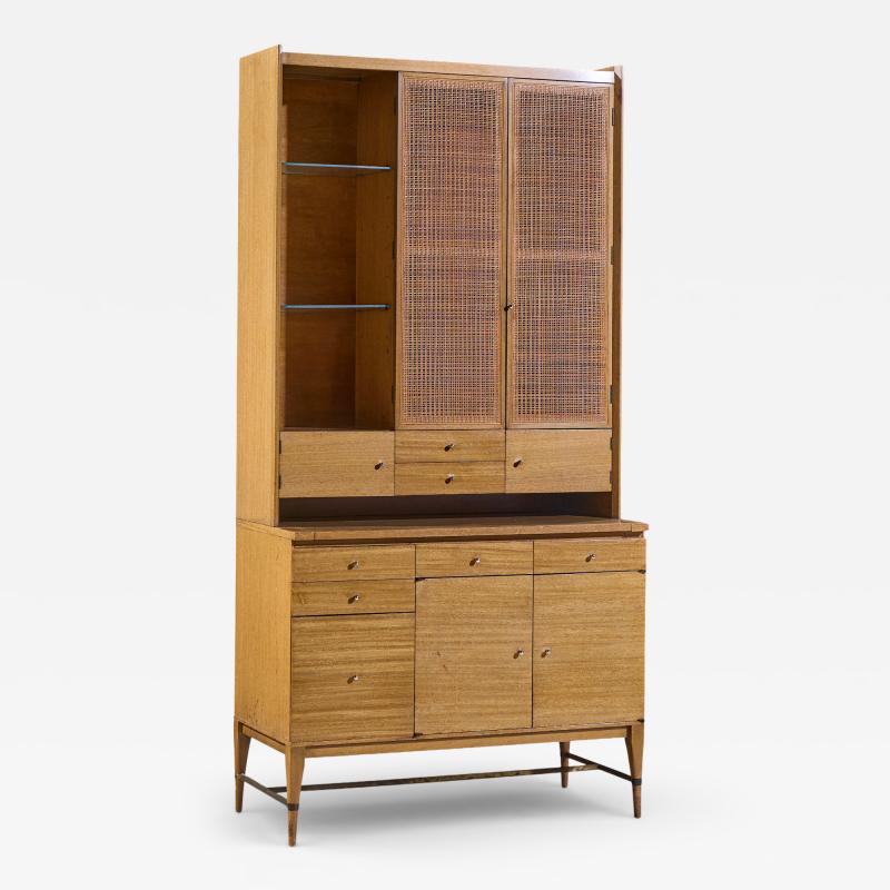 Paul McCobb Paul McCobb Connoisseur Collection Bleached Mahogany Cane Secretary Bar Cabinet