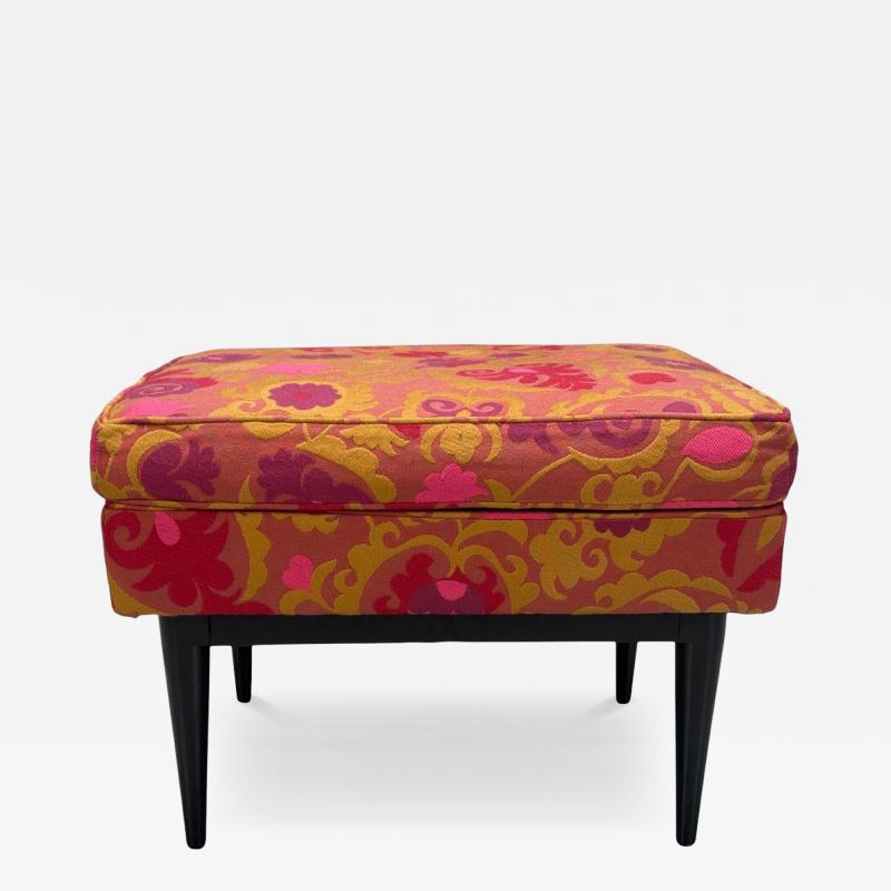Paul McCobb Paul McCobb Ebonized Wood Fabric Ottoman USA 1950s