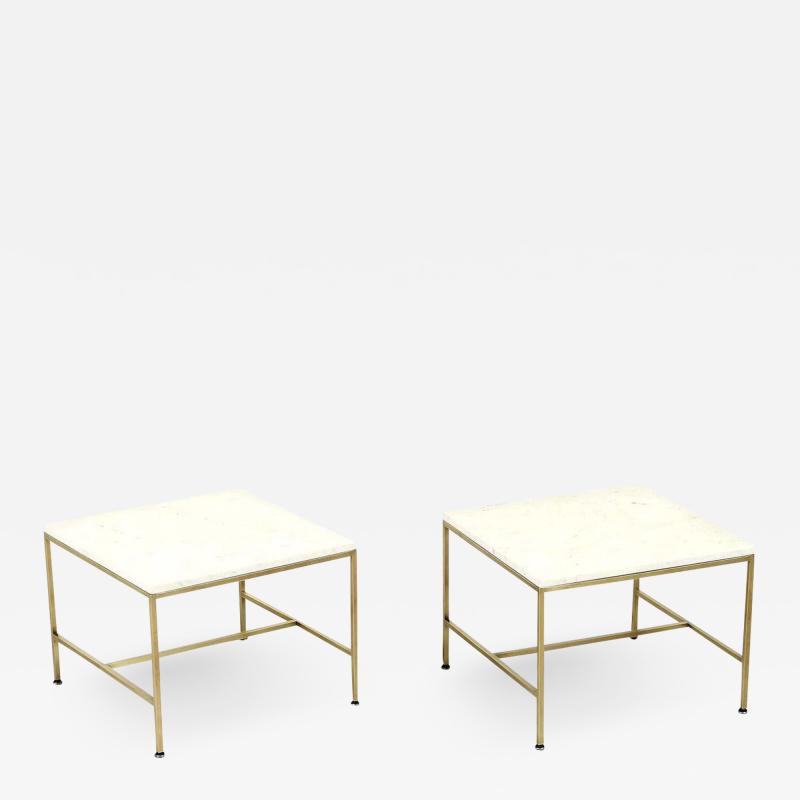 Paul McCobb Paul McCobb Irwin Collection Marble Brass Side Tables for Calvin Furniture