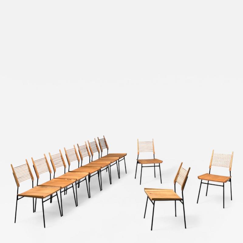 Paul McCobb Paul McCobb Maple Lacquered Iron Shovel Dining Chairs USA 1950s