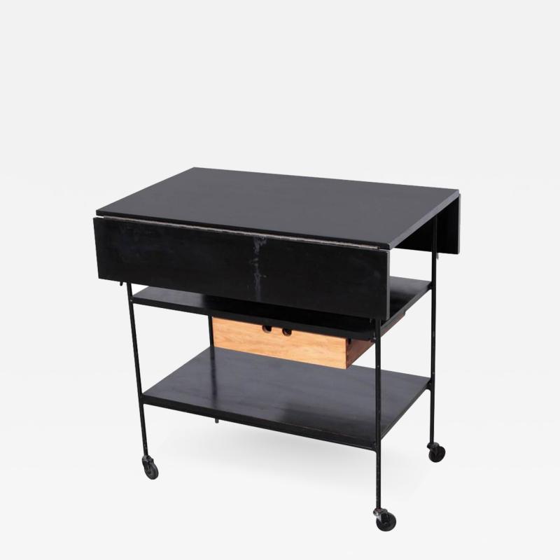 Paul McCobb Paul McCobb Maple or Black and Wrought Iron Bar Cart Planner Group