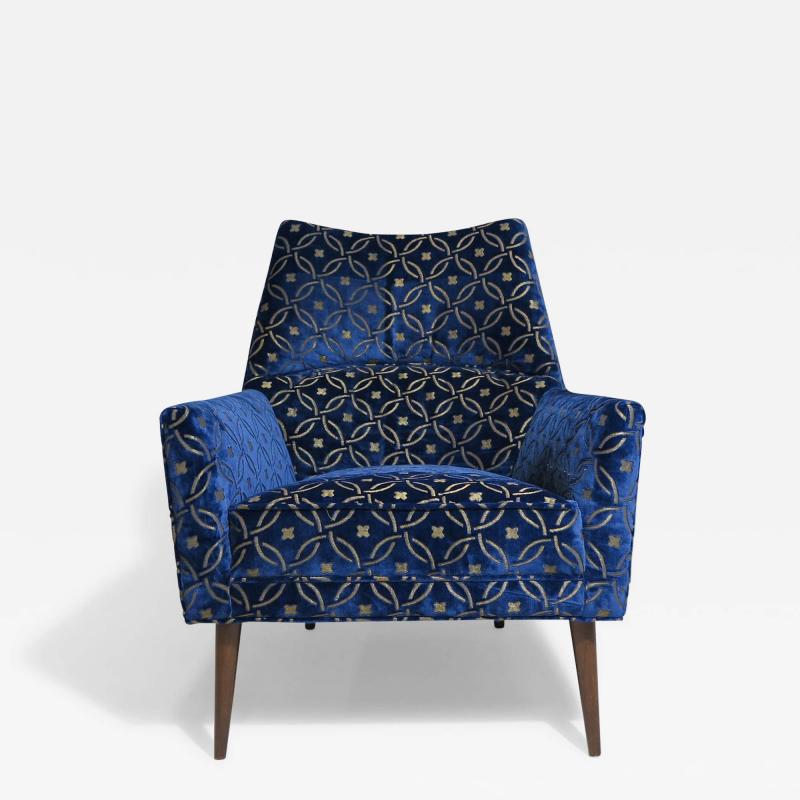 Paul McCobb Paul McCobb Mid century Upholstered Lounge Chair in a Blue Velvet