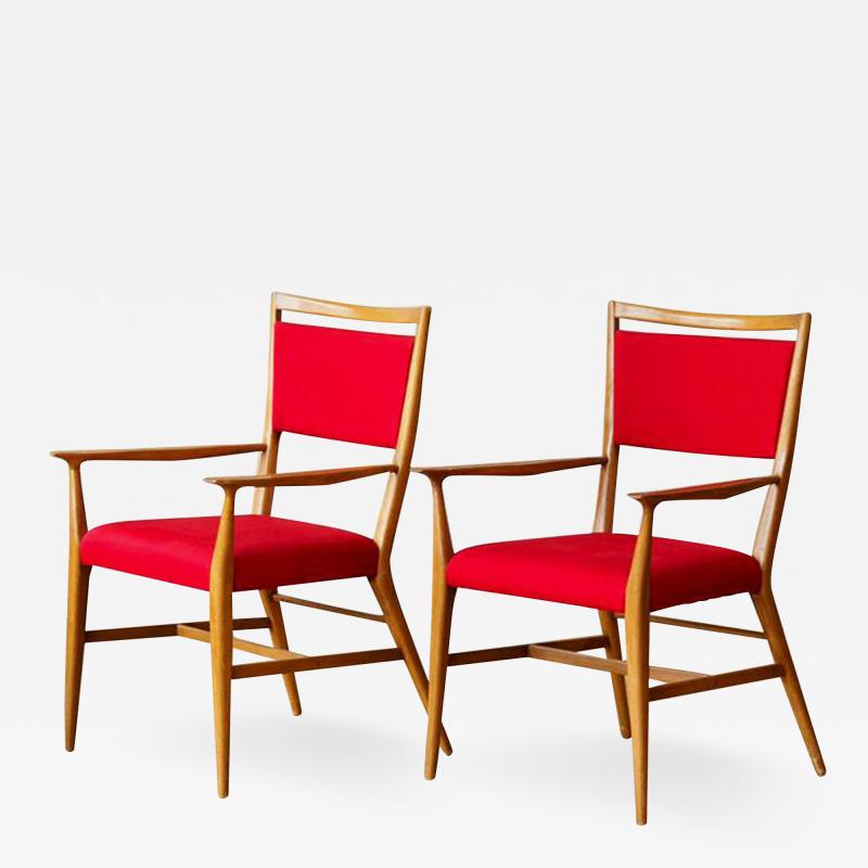 Paul McCobb Paul McCobb Pair of Red Upholstered Armchairs