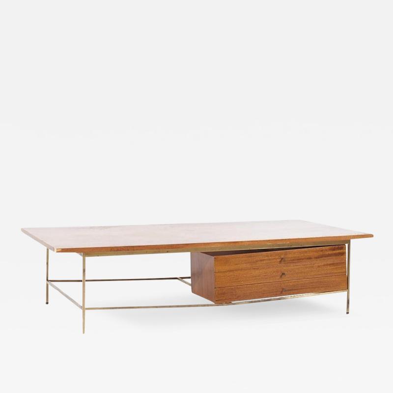 Paul McCobb Paul McCobb for Calvin Mid Century Bleached Mahogany and Brass Coffee Table