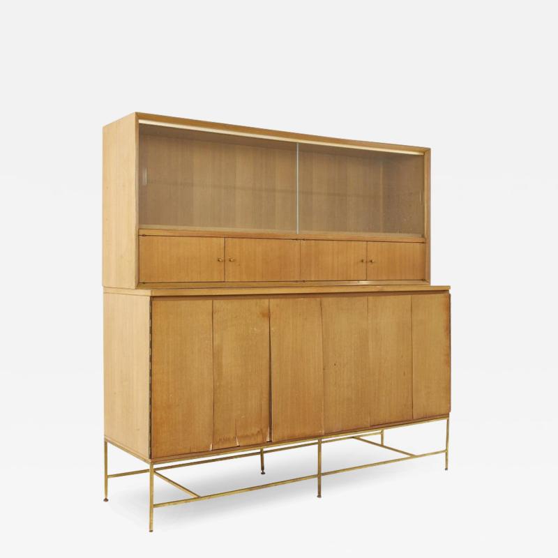 Paul McCobb Paul McCobb for Calvin Mid Century Brass Base Credenza with Hutch